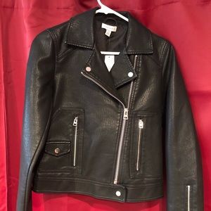TopShop Black Leather Jacket, Women’s US4